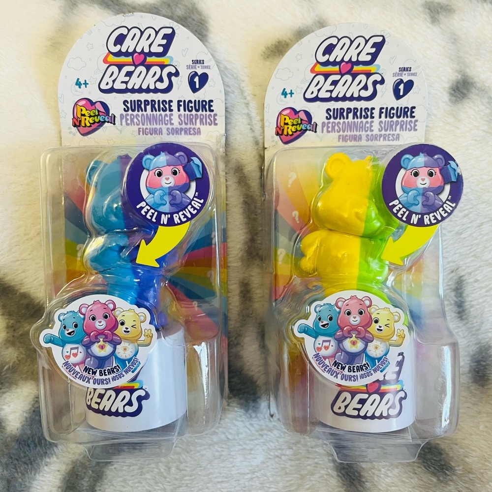 2023 Care Bears Unopened Peel 'N Reveal Series 1 Surprise Figurines - Lot of 2